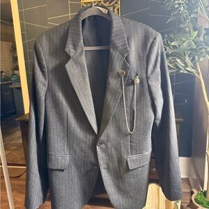 Zara Charcoal Pinstripe Men's Blazer